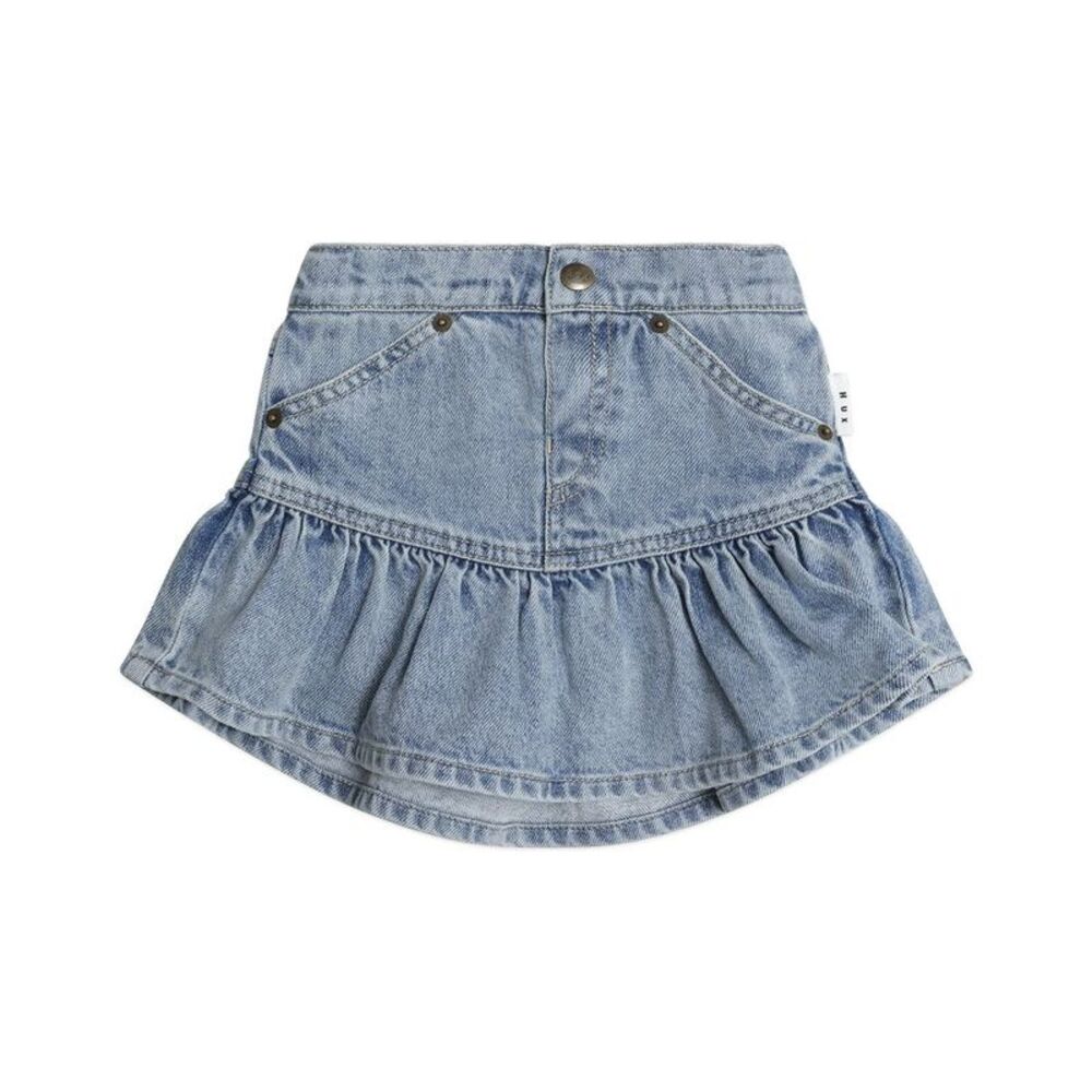 Huxbaby Girls Dreamy Denim Frilly Skirt, Blue